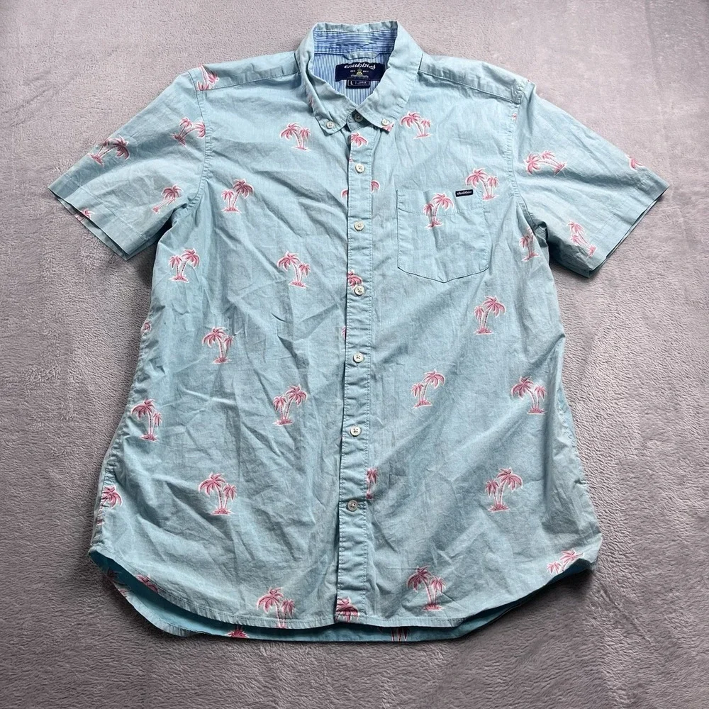 Chubbies Mens Button Down Sz L State of Mind Friday Shirt Palm Trees Hawaiian - Picture 3 of 8